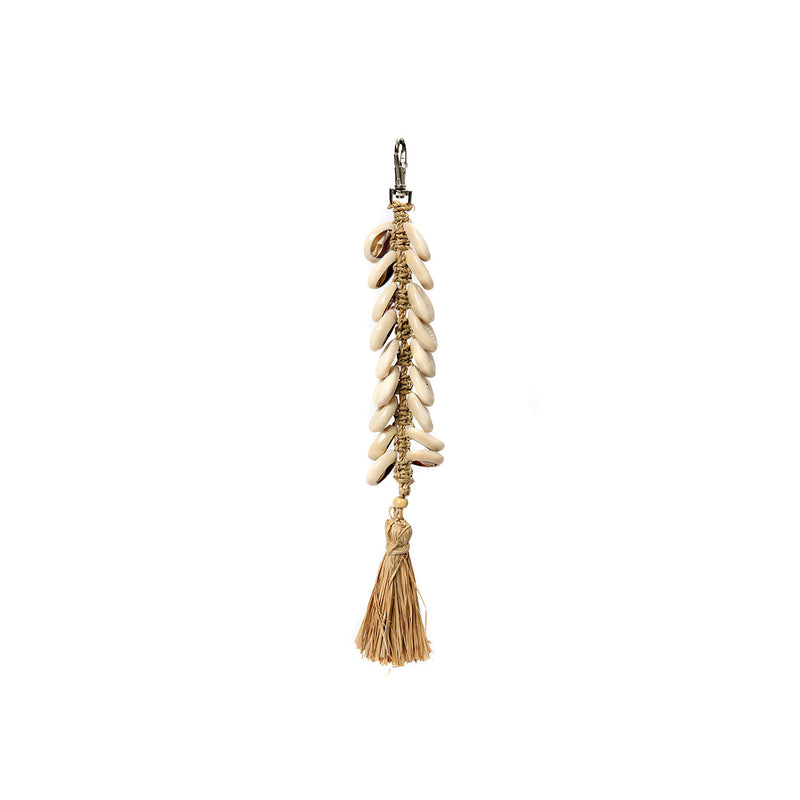 The Raffia Fishbone Keychain - Natural White in raffia — handmade luxury keychain curated by Laiyahome
