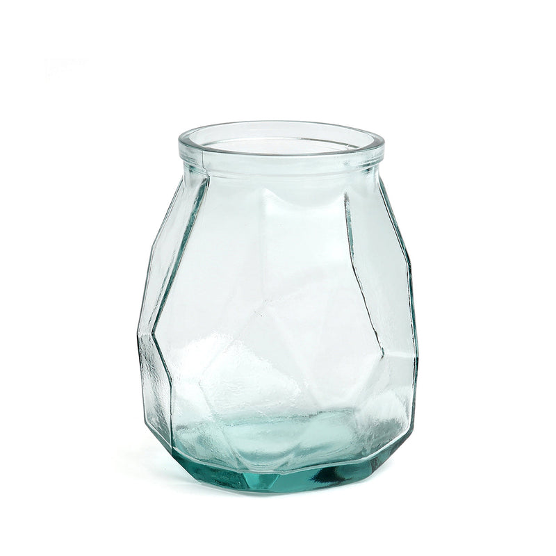 The Wide Origami Vase - Blue in glass — handmade luxury vase curated by Laiyahome