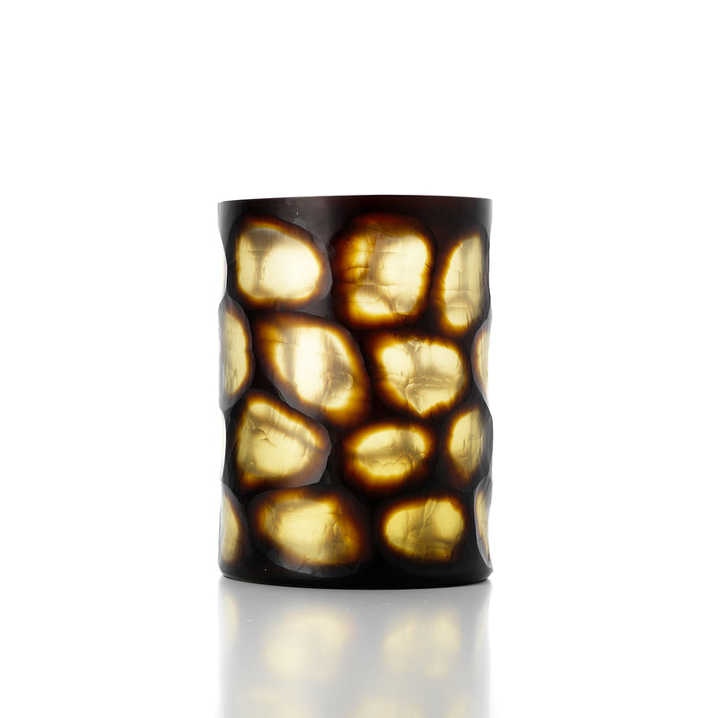The Vague Dorée Vase - Honey - L – glass decorative vase in honey – product view 1