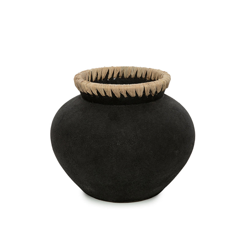 The Styly Vase - Black Natural - M in terracotta — handmade luxury vase curated by Laiyahome