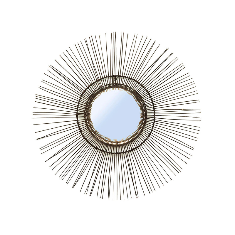 The Tropical Mirror - Black - L in rattan — handmade luxury wall mirror curated by Laiyahome