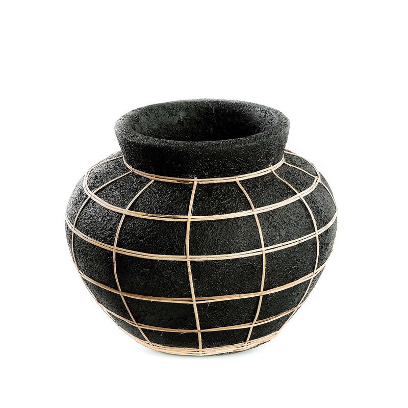 The Belly Vase - Black Natural - M in terracotta — handmade luxury vase curated by Laiyahome