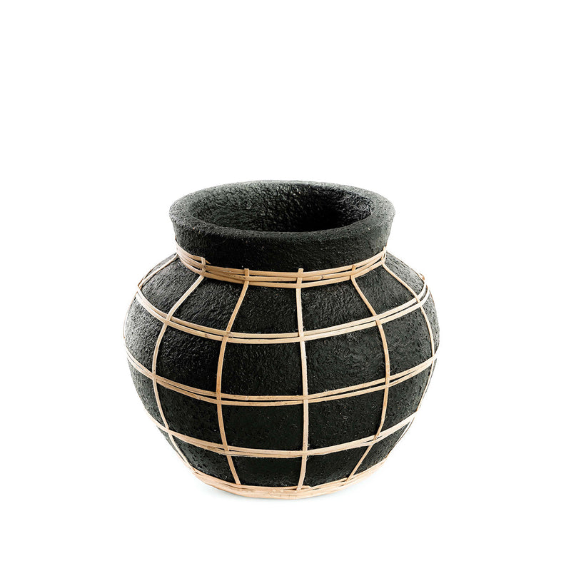 The Belly Vase - Black Natural - S in terracotta — handmade luxury vase curated by Laiyahome