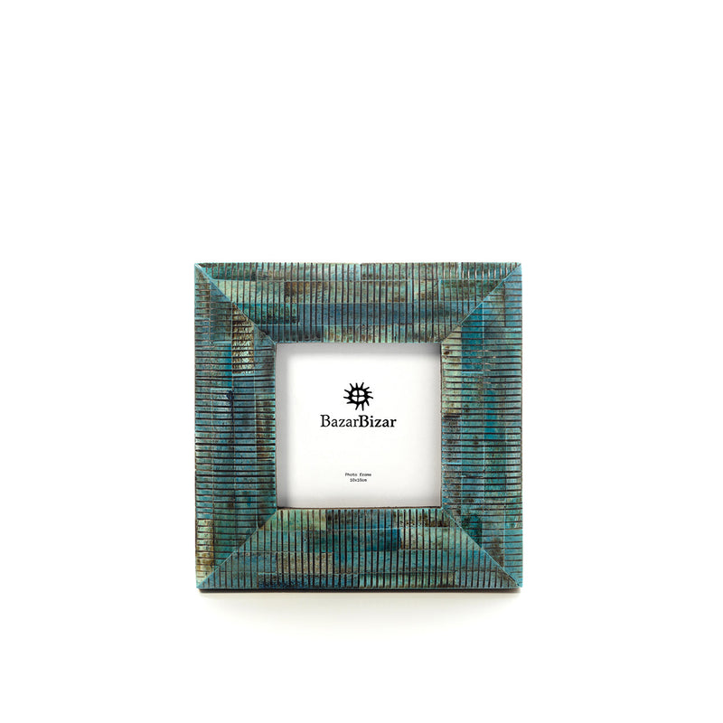 The Ocean Ripple Frame - Turquoise - 10x10 in polyresin — handmade luxury picture frame curated by Laiyahome