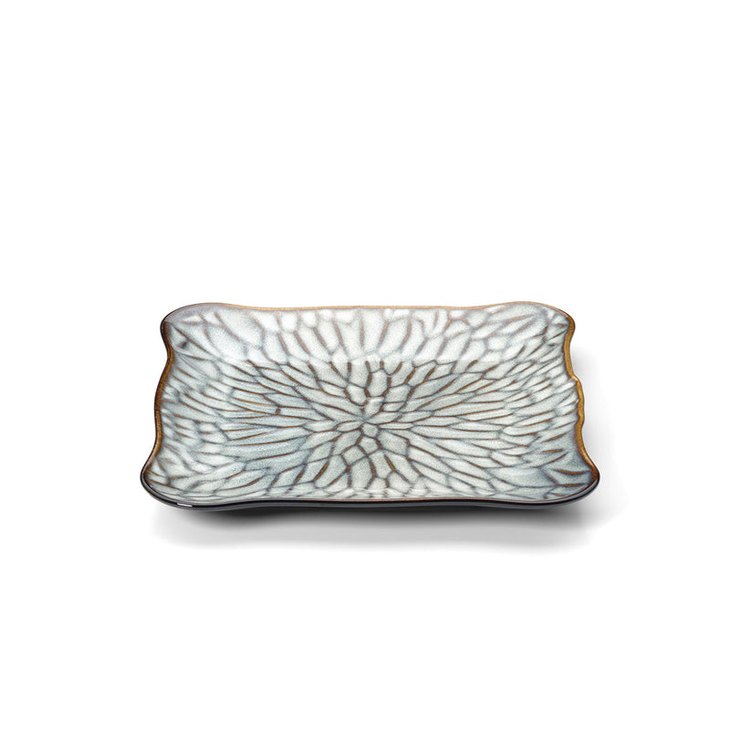 The Lotus Ice Square Plate - Grey Brown - L | ceramic, organic modern