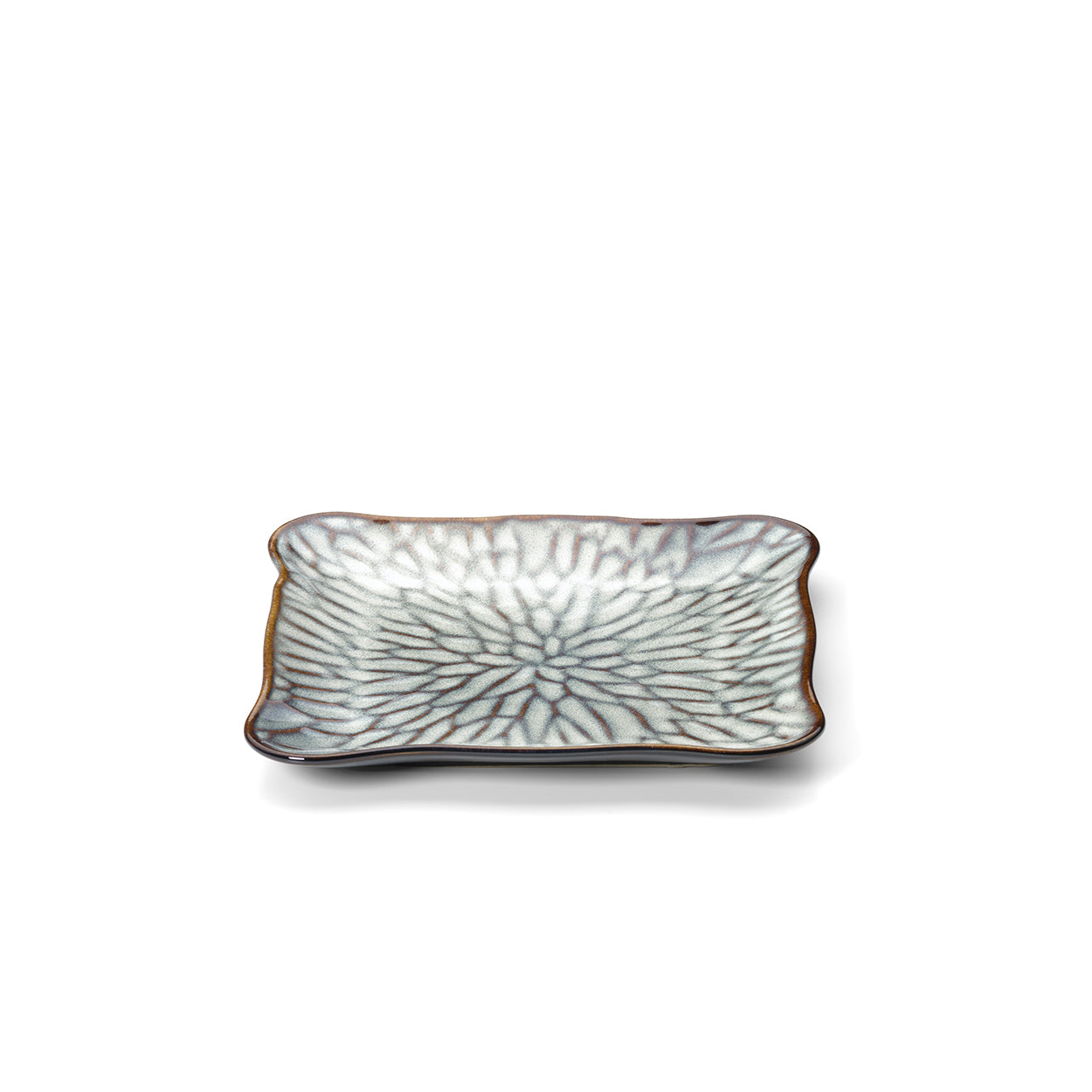 The Lotus Ice Square Plate - Grey Brown - M in ceramic — handmade luxury dinner plate curated by Laiyahome
