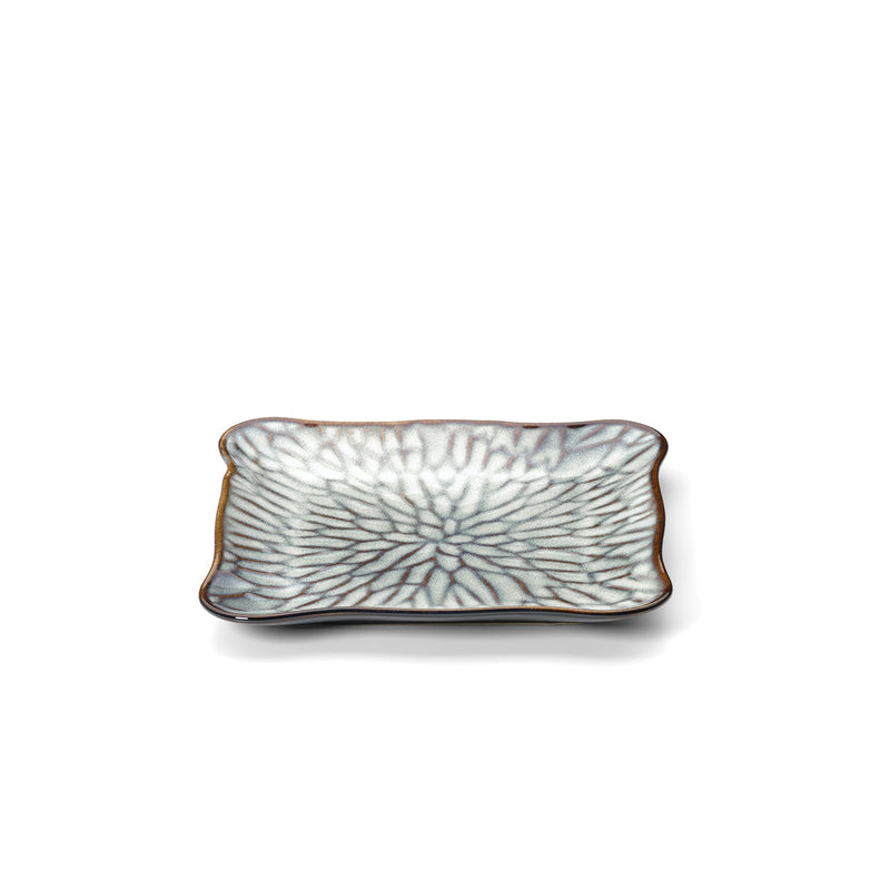 The Lotus Ice Square Plate - Grey Brown - M | stone, organic modern