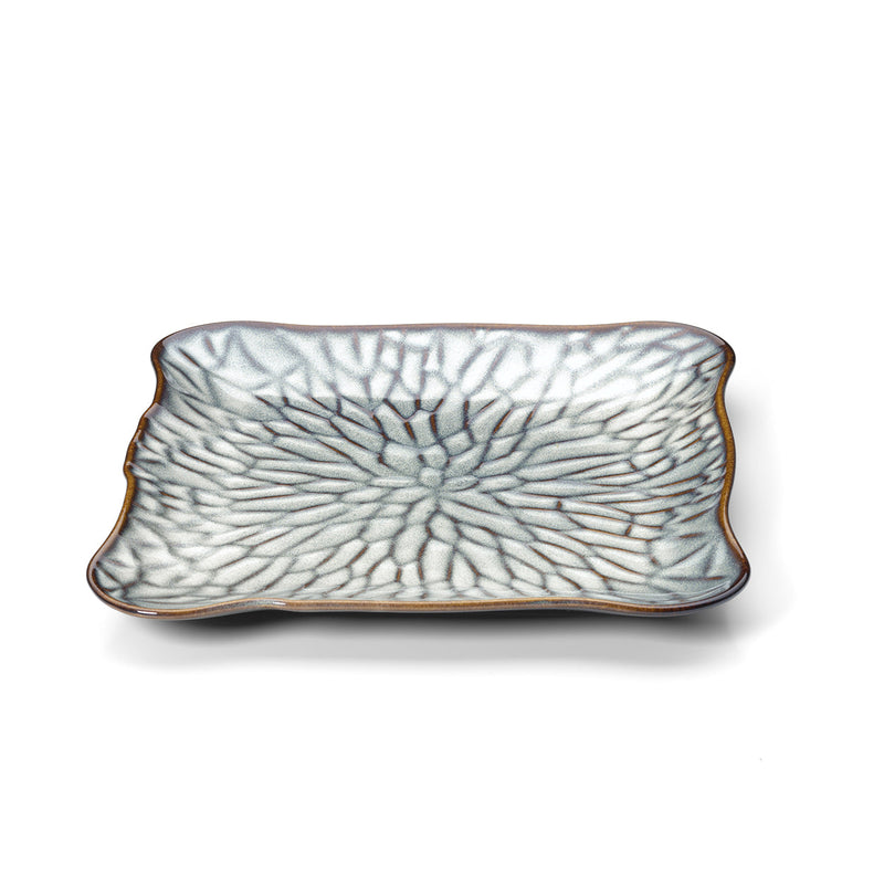 The Lotus Ice Square Plate - Grey Brown - XL | ceramic, organic modern