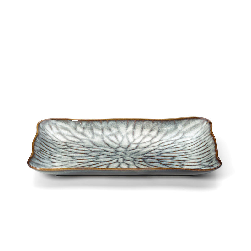 The Lotus Ice Rectangular Plate - Grey Brown - L | ceramic, organic modern