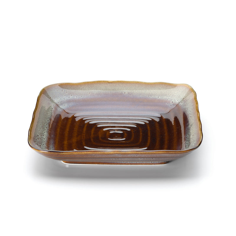 The Smoked Horizon Square Plate - Brown Grey - M | ceramic, organic modern