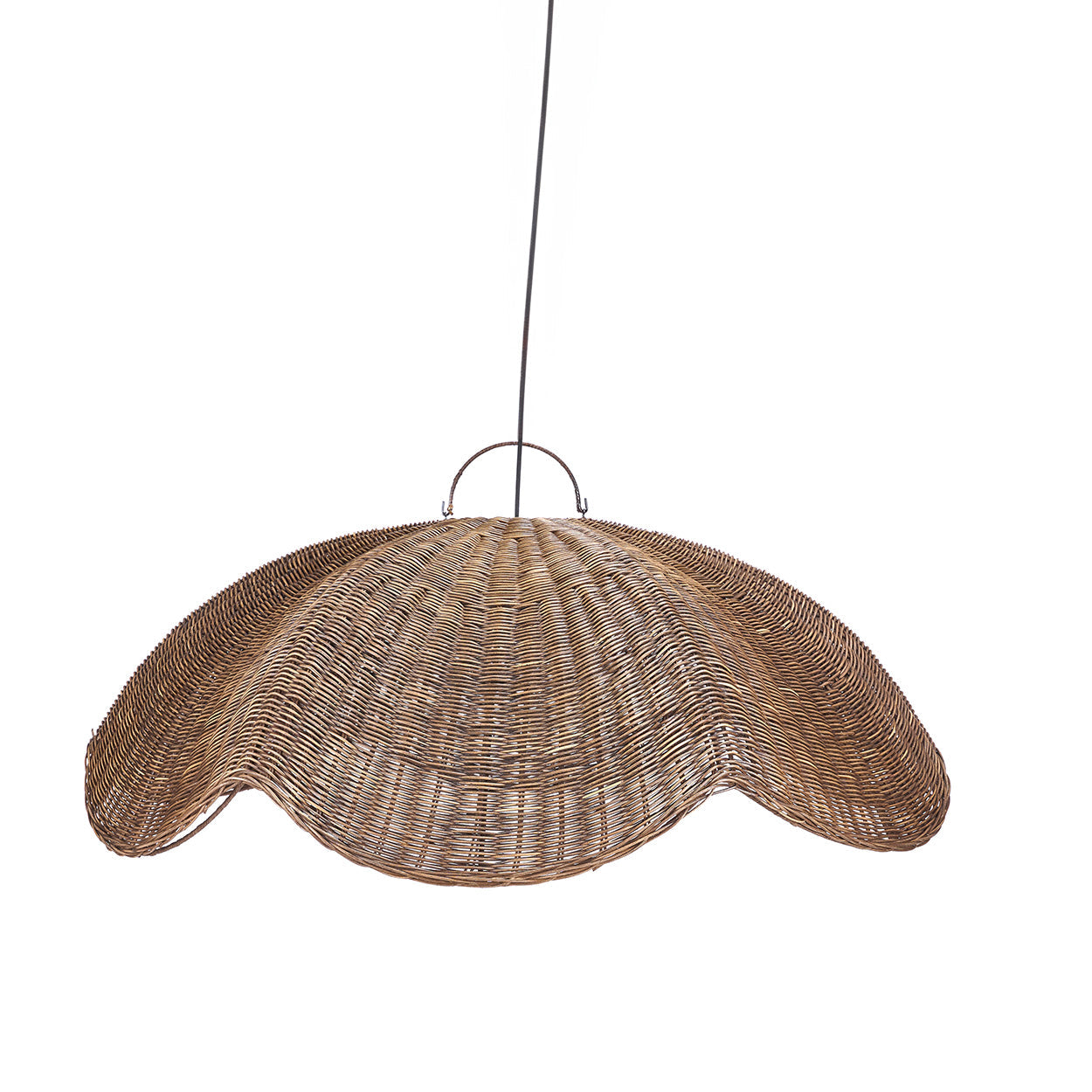 The Wave Pendant - Dark Walnut - L in rattan — handmade luxury pendant lamp curated by Laiyahome