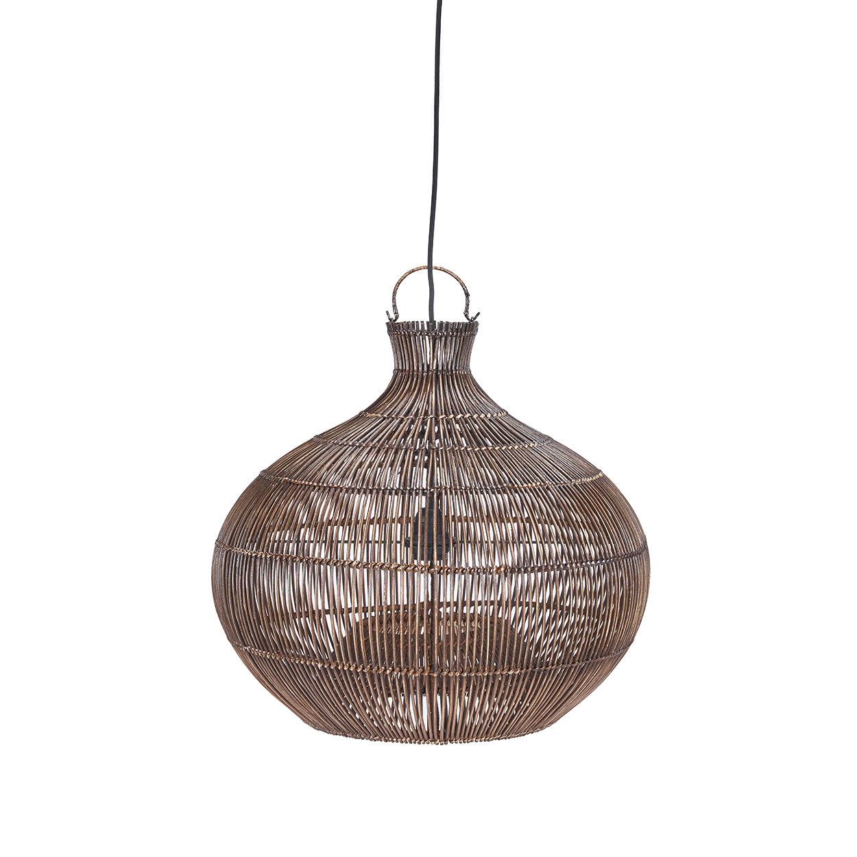 The Desert Gourd Pendant - Dark Walnut - S in rattan — handmade luxury pendant lamp curated by Laiyahome