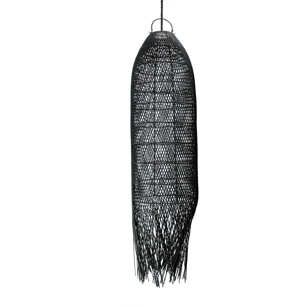 The Squid Pendant - Black - L in rattan — handmade luxury pendant lamp curated by Laiyahome