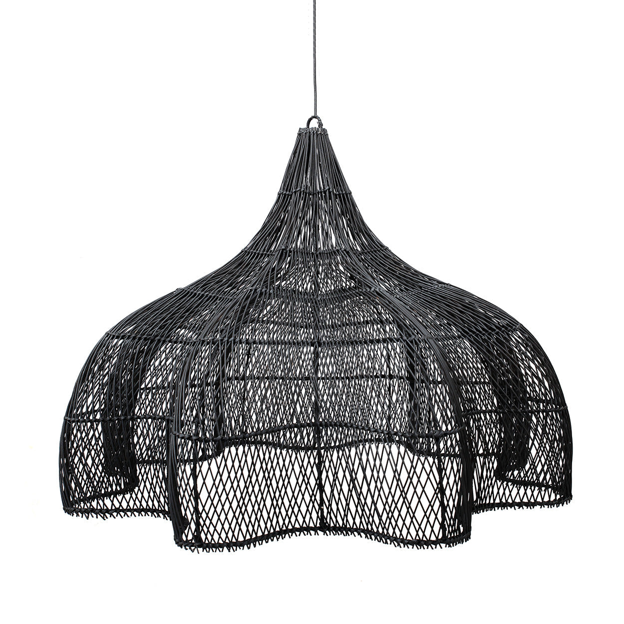 The Whipped Pendant - Black - XL in rattan — handmade luxury pendant lamp curated by Laiyahome