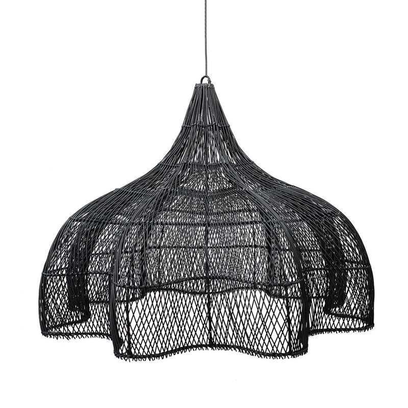 The Whipped Pendant - Black - XL in rattan — handmade luxury pendant lamp curated by Laiyahome