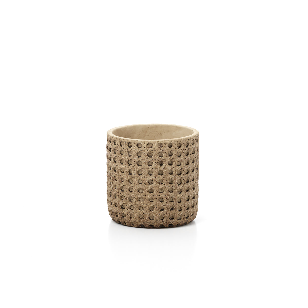 The RattanRock Planter - Natural - S in concrete — handmade luxury planter curated by Laiyahome