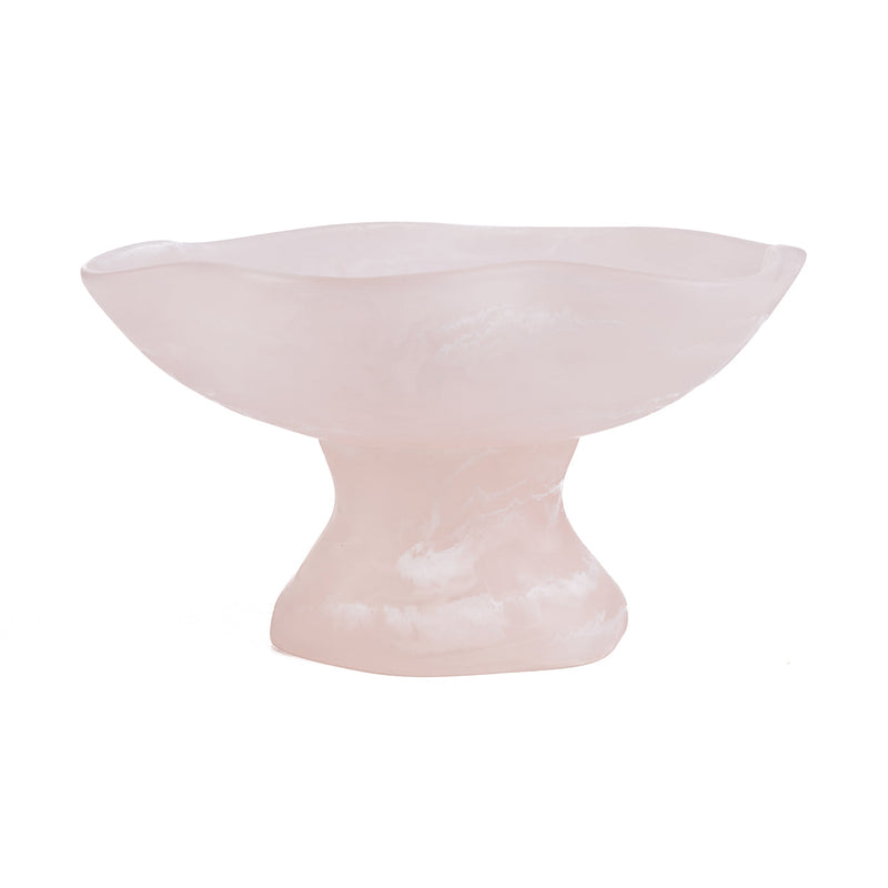 The Resin Organic Fruit Stand - Pink White in polyresin — handmade luxury fruit bowl curated by Laiyahome