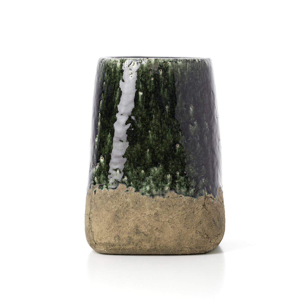 The Moss Conical Planter - Concrete Green - L in stoneware — handmade luxury planter curated by Laiyahome
