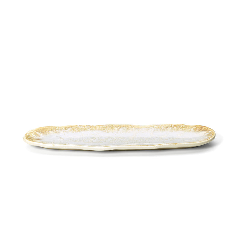 The Da Rocha Oval Platter - White Honey in ceramic — handmade luxury serving tray curated by Laiyahome