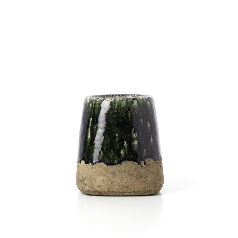 The Moss Conical Planter - Concrete Green - S in stoneware — handmade luxury planter curated by Laiyahome