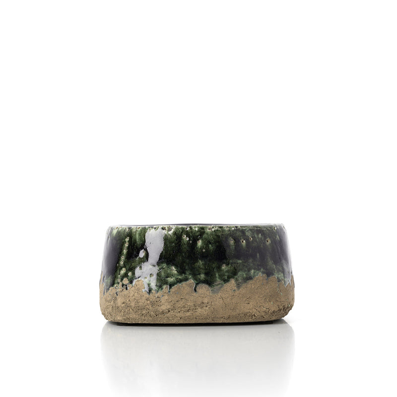 The Moss Bowl Planter - Concrete Green - Low in stoneware — handmade luxury bowl curated by Laiyahome
