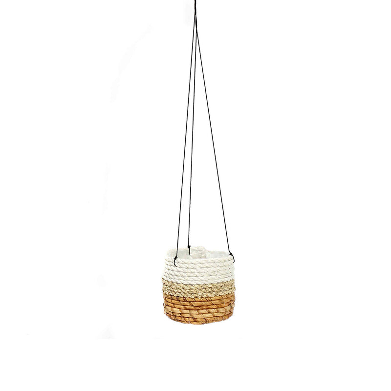 The Banana Plant Hanger - Natural White - S in palm leaf — handmade luxury planter curated by Laiyahome