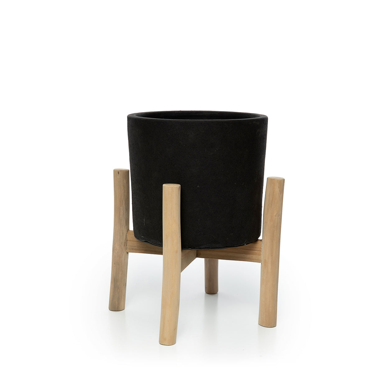 The Charcoal Low - Black Natural - S in terracotta — handmade luxury planter curated by Laiyahome