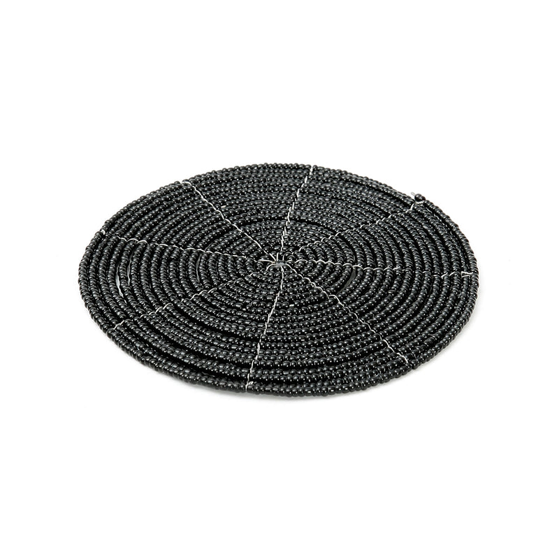 The Beaded Coaster - Black in plastic — handmade luxury coaster curated by Laiyahome