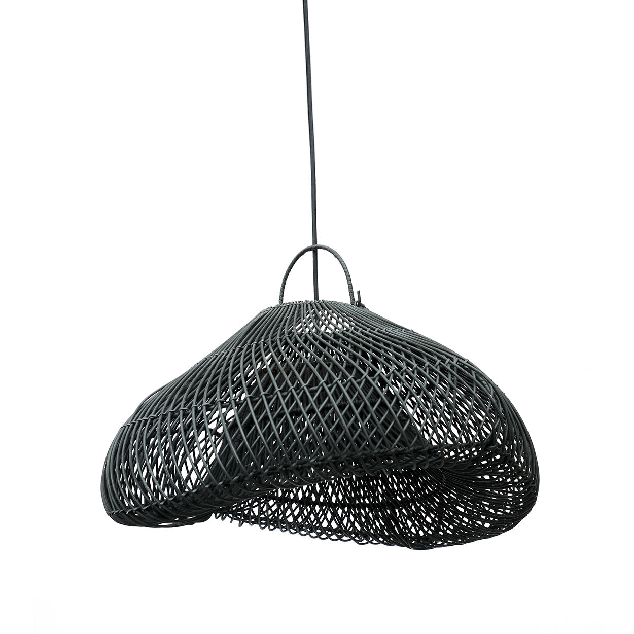 The Cloud Pendant - Black - M in rattan — handmade luxury pendant lamp curated by Laiyahome
