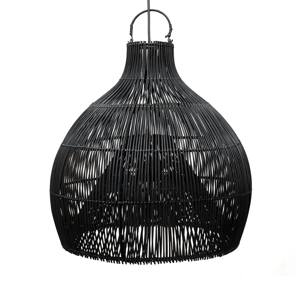 The Lobster Trap Pendant - Black - L in rattan — handmade luxury pendant lamp curated by Laiyahome