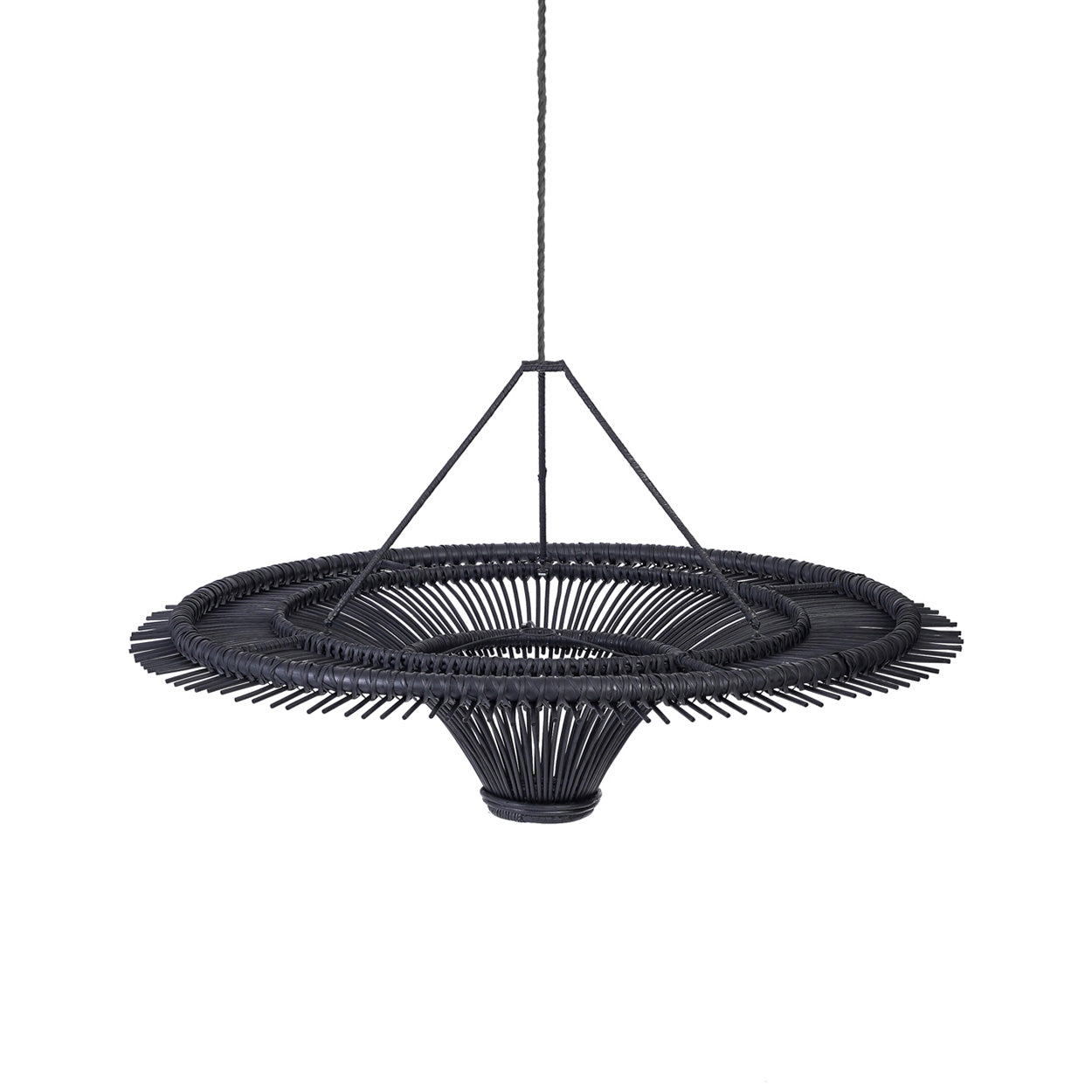 The Sky Pendant - Black - L in rattan — handmade luxury pendant lamp curated by Laiyahome