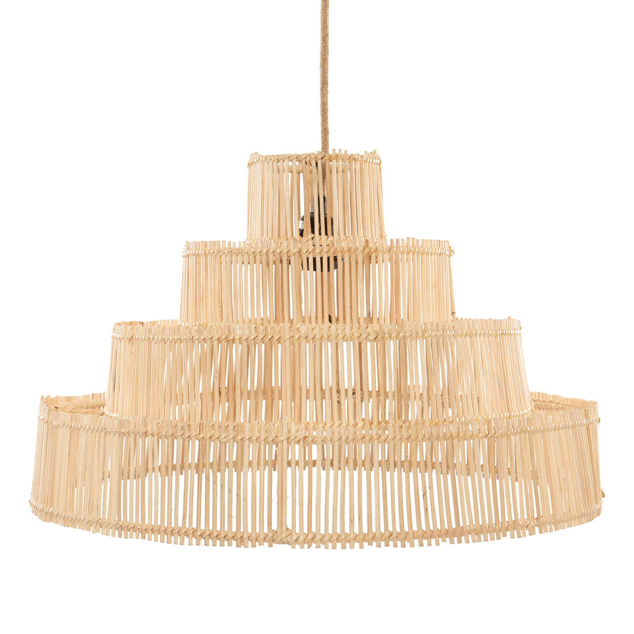 The Wedding Cake Pendant - Natural - M in rattan — handmade luxury pendant lamp curated by Laiyahome