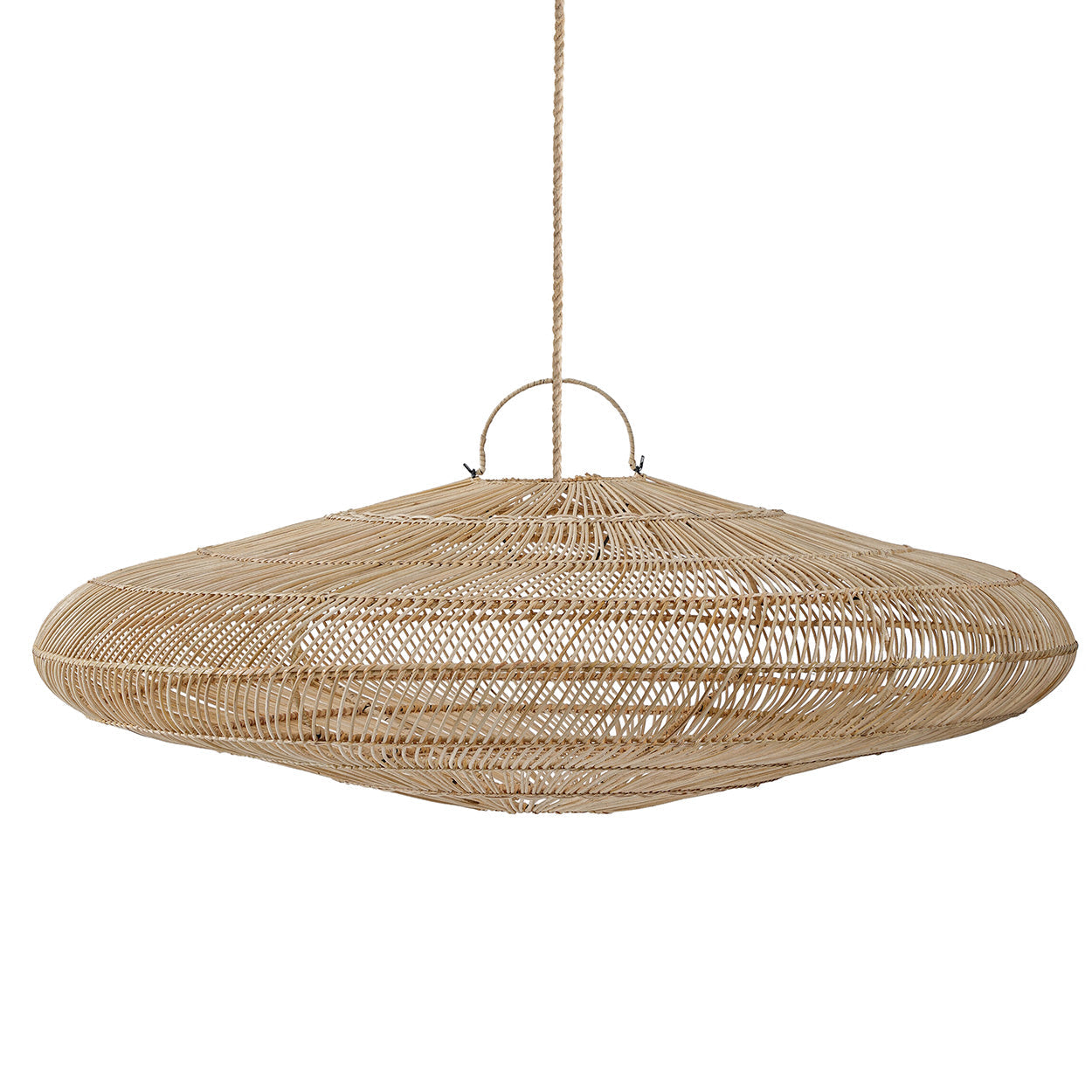 The Macaron Pendant - Natural - XXL - 200 in rattan — handmade luxury pendant lamp curated by Laiyahome