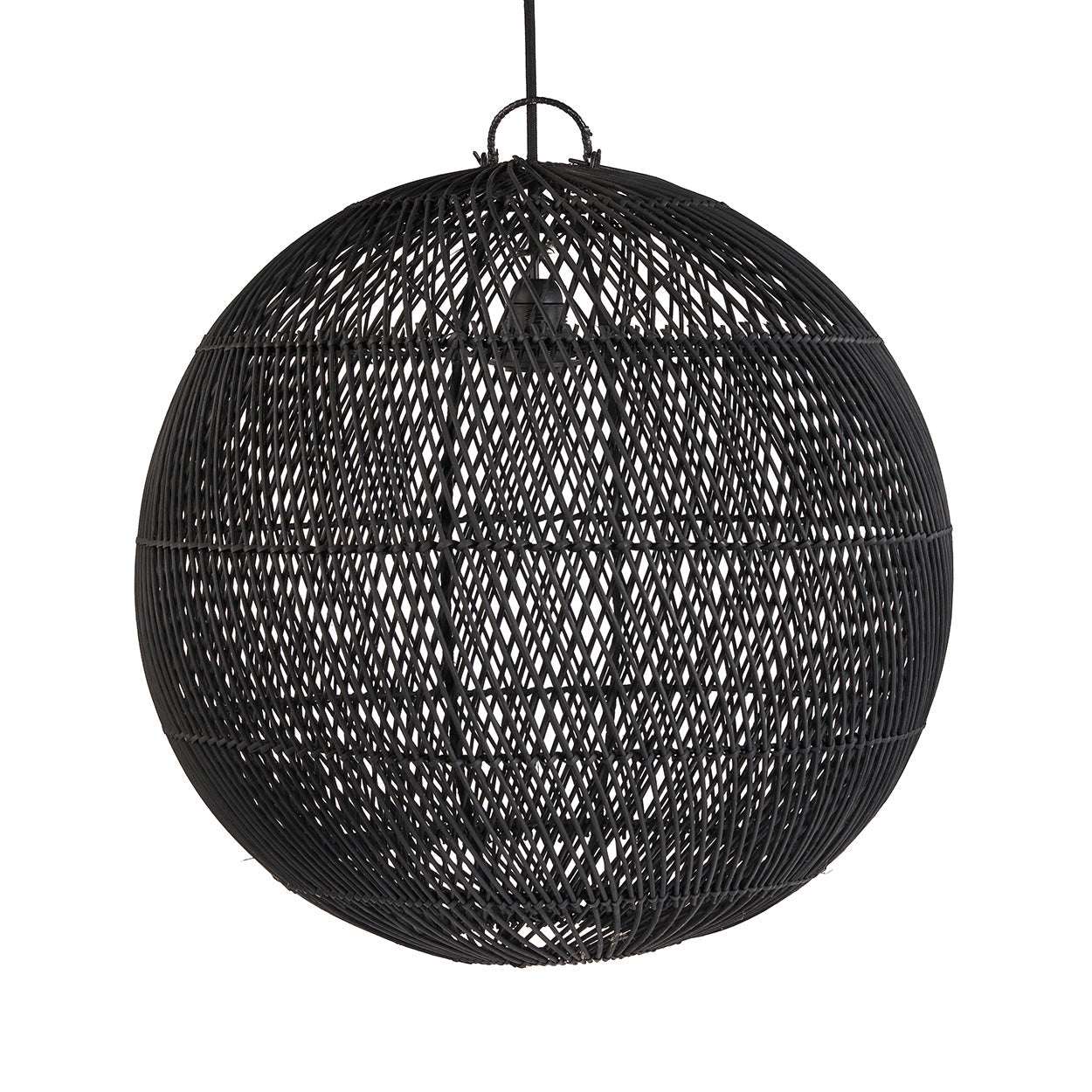 The Bubble Pendant - Black - M in rattan — handmade luxury pendant lamp curated by Laiyahome