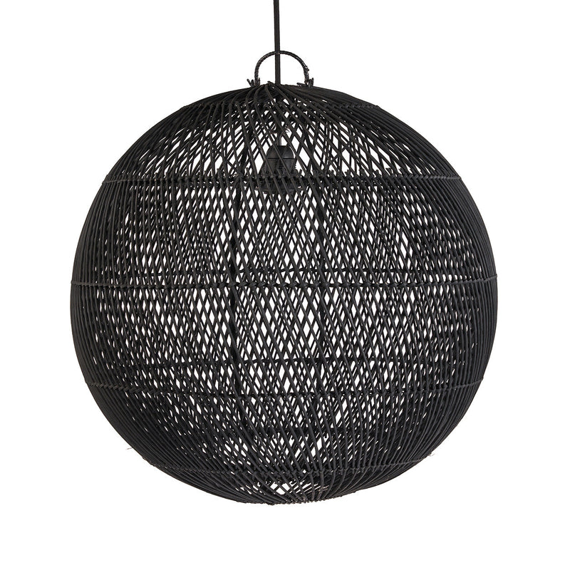The Bubble Pendant - Black - M in rattan — handmade luxury pendant lamp curated by Laiyahome