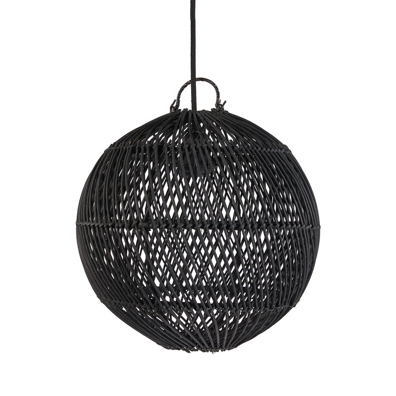 The Bubble Pendant - Black - S in rattan — handmade luxury pendant lamp curated by Laiyahome