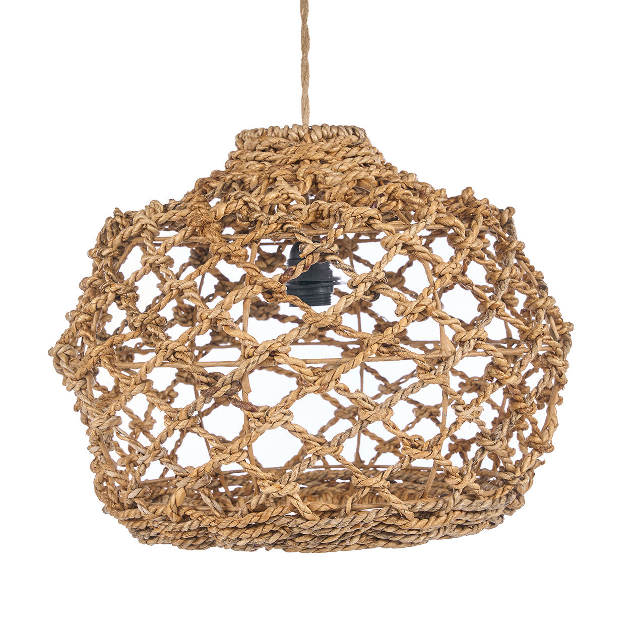 The Banara Pendant - Natural - L in palm leaf — handmade luxury pendant lamp curated by Laiyahome