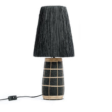 The Naxos Table Lamp - Black Natural in terracotta, earthenware — handmade luxury table lamp curated by Laiyahome