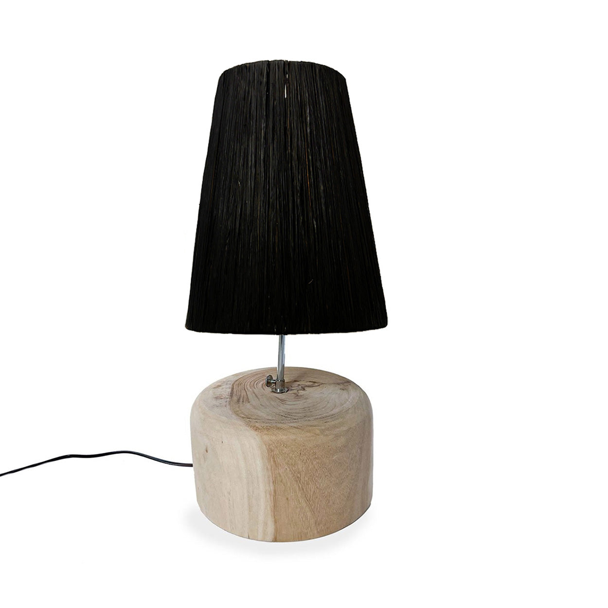 The Raffia Teak Wood Table Lamp - Natural Black in wood — handmade luxury table lamp curated by Laiyahome