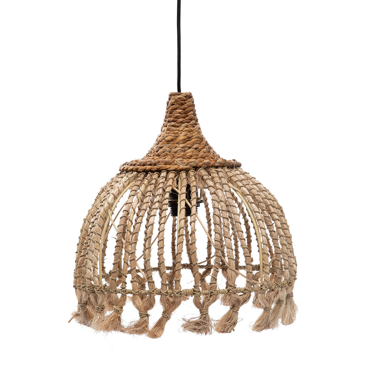 The Abaca Tassel Pendant - Natural - S in grass — handmade luxury pendant lamp curated by Laiyahome