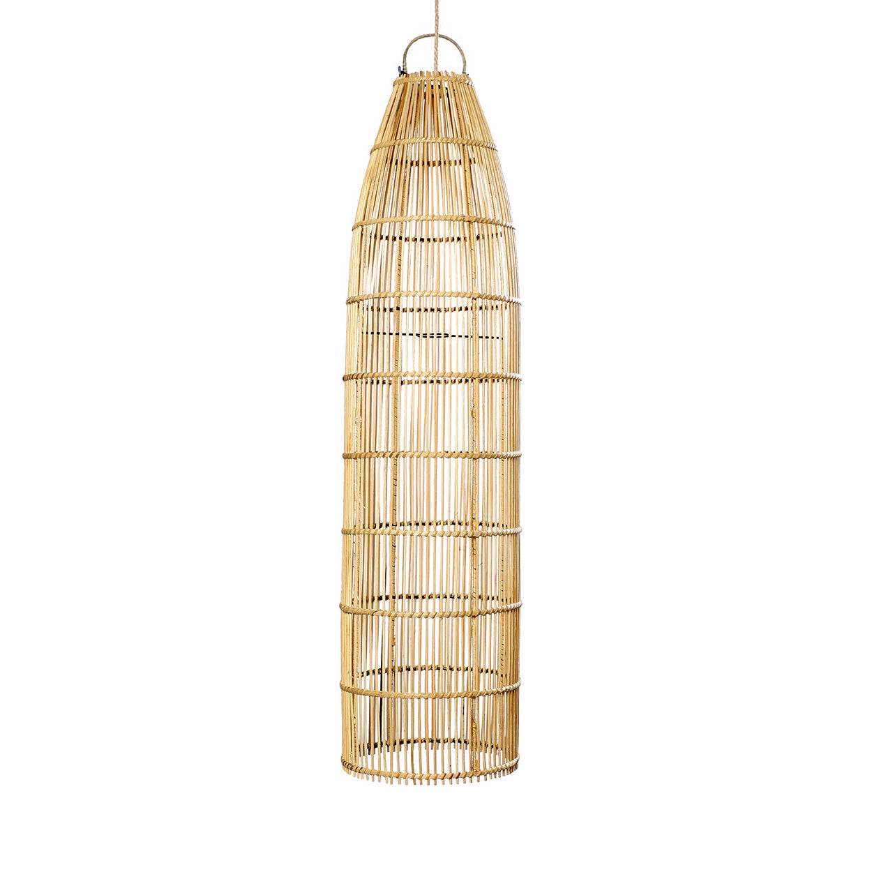 The Fish Trap Pendant - Natural - L in rattan — handmade luxury pendant lamp curated by Laiyahome