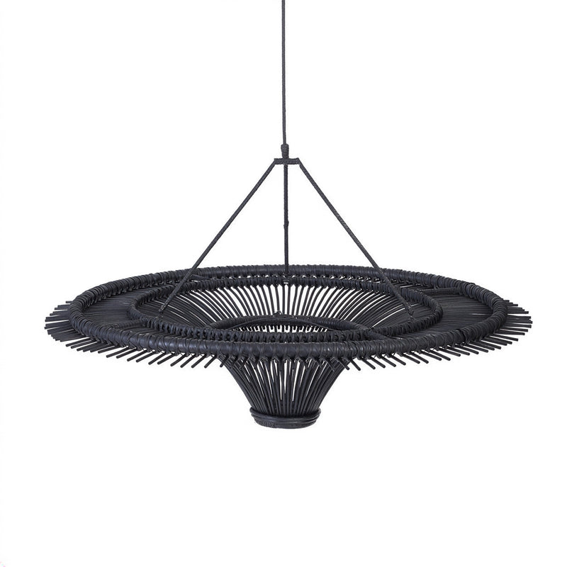 The Sky Pendant - Black - XL in rattan — handmade luxury pendant lamp curated by Laiyahome