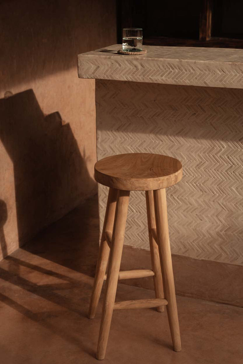 The Kedut Bar Stool - Natural in wood — handmade luxury bar stool curated by Laiyahome — view 2