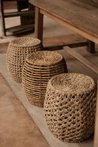 The Gustih Stool - Natural in palm leaf — handmade luxury stool curated by Laiyahome — view 2