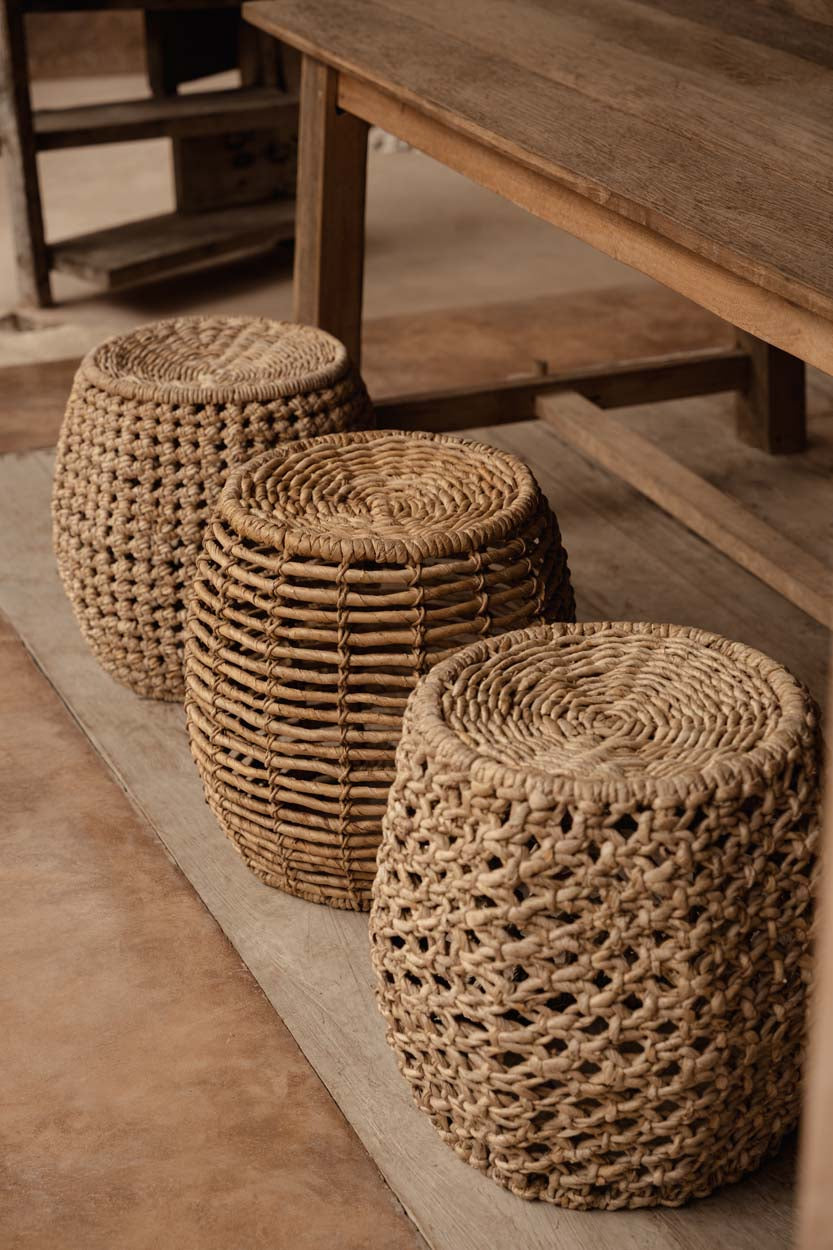 The Gustih Stool - Natural in palm leaf — handmade luxury stool curated by Laiyahome — view 2