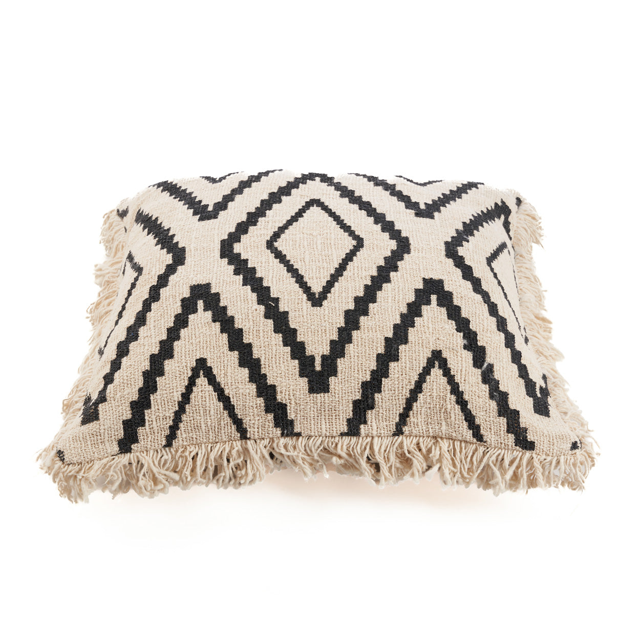 The Sahara Diamond Cushion Cover - Natural Black – cotton cushion cover in natural black – product view 6
