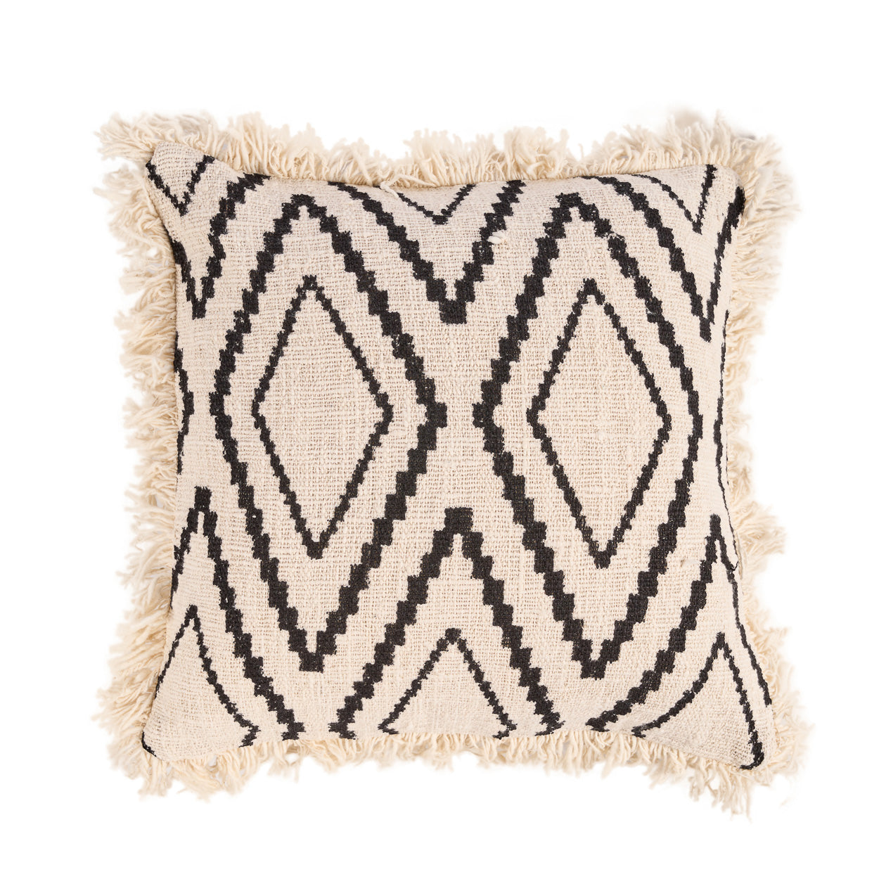 The Sahara Diamond Cushion Cover - Natural Black – cotton cushion cover in natural black – product view 1