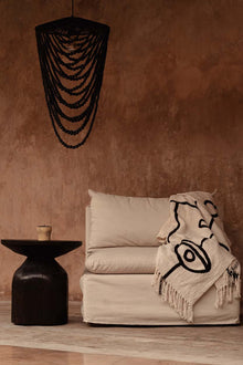 The Evil Eye Bed Throw - Natural Black in cotton — handmade luxury throw blanket curated by Laiyahome — view 2
