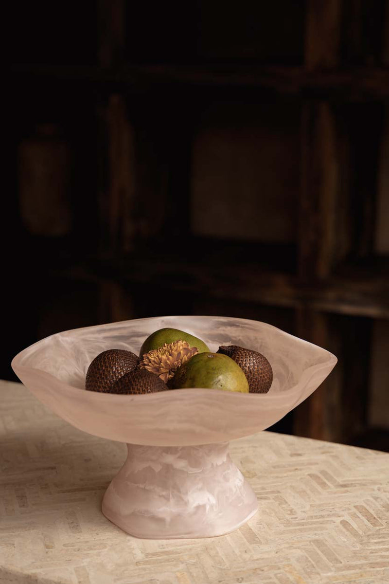 The Resin Organic Fruit Stand - Pink White in polyresin — handmade luxury fruit bowl curated by Laiyahome — view 2