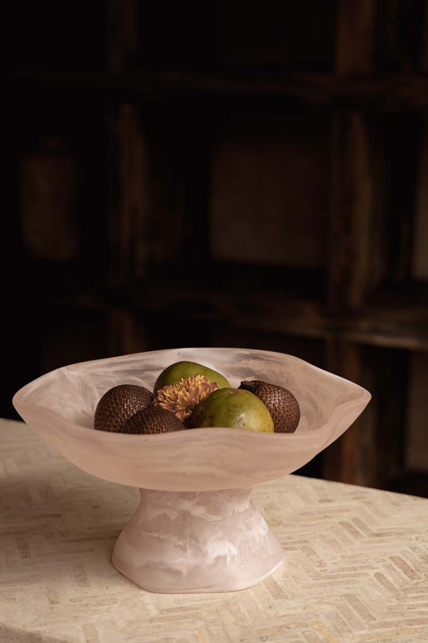 The Resin Organic Fruit Stand - Pink White in polyresin — handmade luxury fruit bowl curated by Laiyahome — view 2